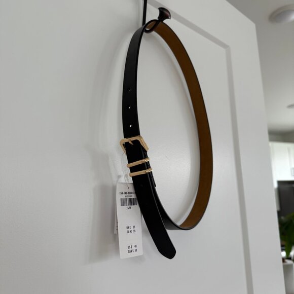 Abercrombie & Fitch Black Leather Belt with Gold Buckle - Picture 4 of 6